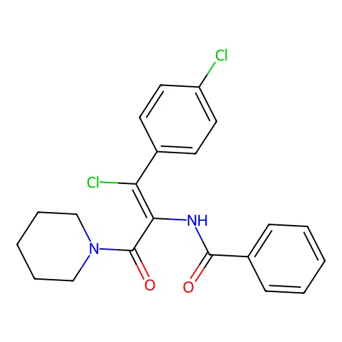 N-[1-chloro-1-(4-chlorophenyl)-3-oxo-3-piperidin-1-ylprop-1-en-2-yl]benzamide structure