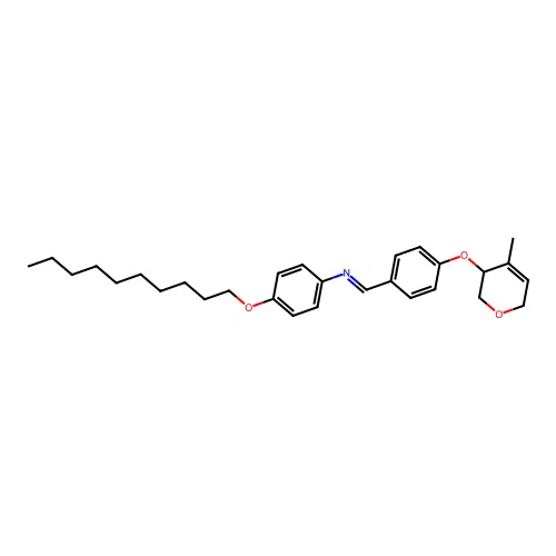 N-(4-decoxyphenyl)-1-[4-[(4-methyl-3,6-dihydro-2H-pyran-3-yl)oxy]phenyl]methanimine structure