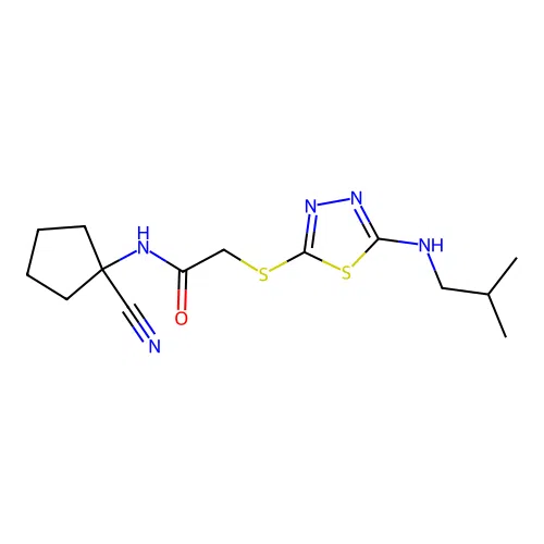 N-(1-cyanocyclopentyl)-2-({5-[(2-methylpropyl)amino]-1,3,4-thiadiazol-2-yl}sulfanyl)acetamide structure