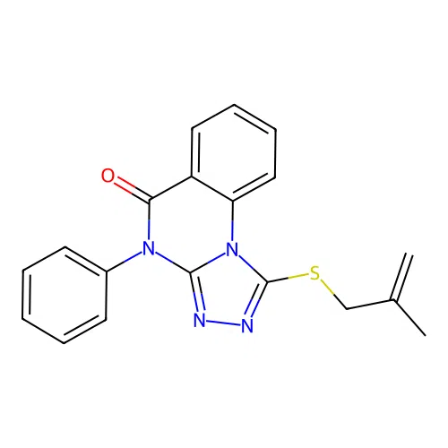 1-((2-methylallyl)thio)-4-phenyl-[1,2,4]triazolo[4,3-a]quinazolin-5(4H)-one structure