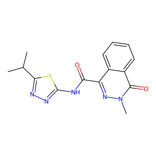 N-(5-isopropyl-1,3,4-thiadiazol-2-yl)-3-methyl-4-oxo-3,4-dihydrophthalazine-1-carboxamide structure