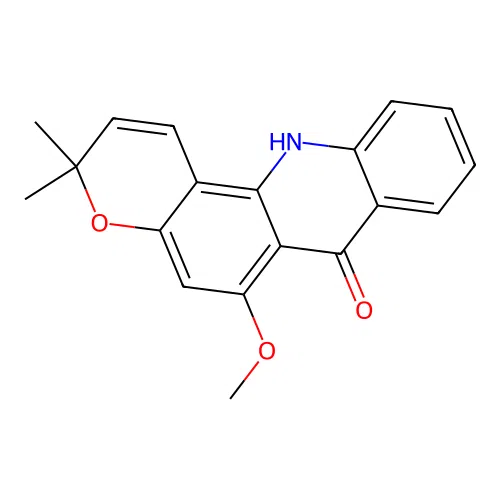 6-methoxy-3,3-dimethyl-12H-pyrano[2,3-c]acridin-7-one structure