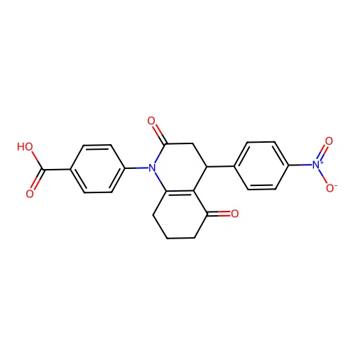 4-[4-(4-nitrophenyl)-2,5-dioxo-4,6,7,8-tetrahydro-3H-quinolin-1-yl]benzoic Acid structure