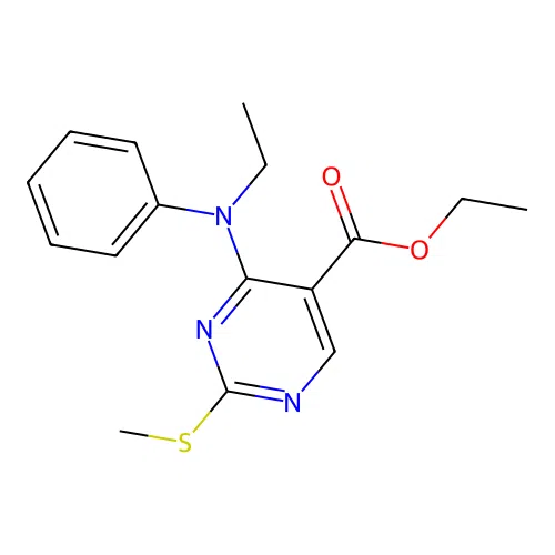 ethyl 4-(N-ethylanilino)-2-methylsulfanylpyrimidine-5-carboxylate structure