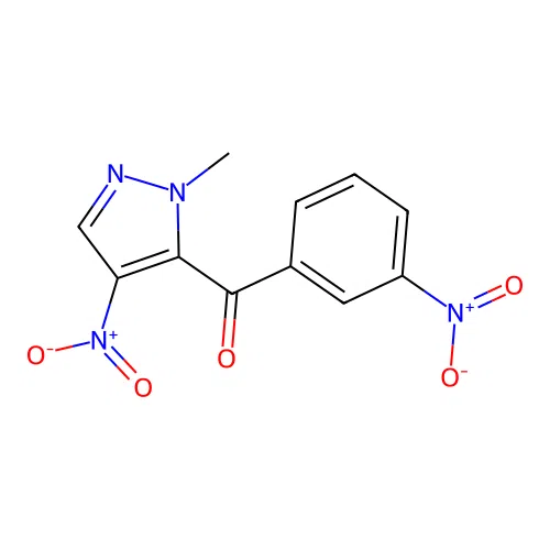 (1-methyl-4-nitro-1H-pyrazol-5-yl)(3-nitrophenyl)methanone structure