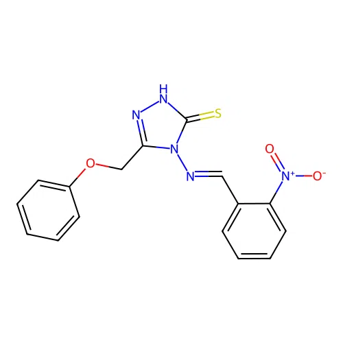 4-[(E)-(2-nitrophenyl)methylideneamino]-3-(phenoxymethyl)-1H-1,2,4-triazole-5-thione structure