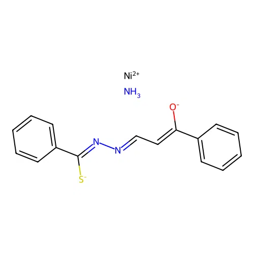 (3-Oxo-3-phenylpropanal thiobenzoylhydrazonato)ammino-nickel(II) structure
