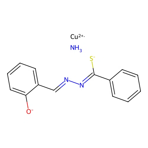 (2-Hydroxybenzaldehyde thiobenzoylhydrazonato)ammino-copper(II) structure