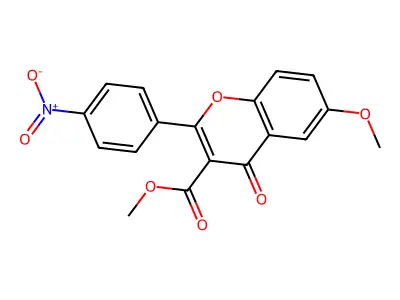 6-Methoxy-3-(methoxycarbonyl)-2-(4-nitrophenyl)-4H-benzopyran-4-one structure