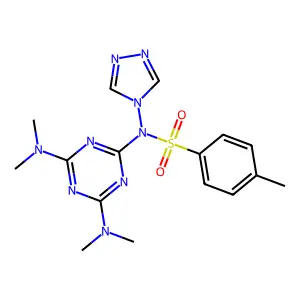 N-[4,6-bis(dimethylamino)-1,3,5-triazin-2-yl]-4-methyl-N-(4H-1,2,4-triazol-4-yl)benzenesulfonamide structure