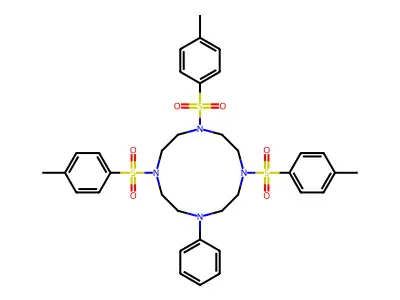 1-Phenyl-4,7,10-tris-(toluene-4-sulfonyl)-1,4,7,10-tetraaza-cyclododecane structure
