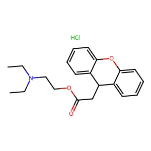 Xanthene-9-acetic acid, 2-(diethylamino)ethyl ester, hydrochloride structure