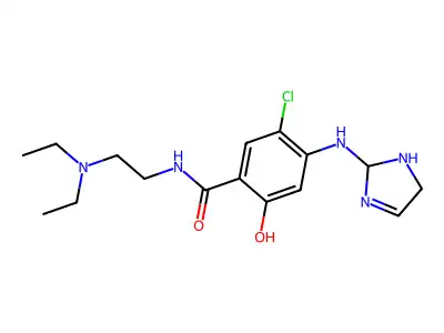Benzamide, 5-chloro-N-(2-(diethylamino)ethyl)-4-((4,5-dihydro-1H-imidazol-2-yl)amino)-2-hydroxy- structure
