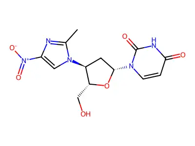 Uridine, 2',3'-dideoxy-3'-(2-methyl-4-nitro-1H-imidazol-1-yl)- structure