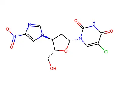 Uridine, 5-chloro-2',3'-dideoxy-3'-(4-nitro-1H-imidazol-1-yl)- structure