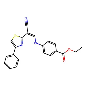 (Z)-ethyl 4-((2-cyano-2-(4-phenylthiazol-2-yl)vinyl)amino)benzoate structure