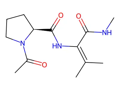 Acetylprolyl-alpha,beta-dehydrovaline methylamide structure