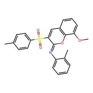 8-methoxy-N-(2-methylphenyl)-3-(4-methylphenyl)sulfonylchromen-2-imine structure