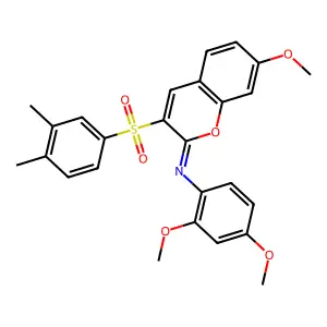 N-(2,4-dimethoxyphenyl)-3-(3,4-dimethylphenyl)sulfonyl-7-methoxychromen-2-imine structure