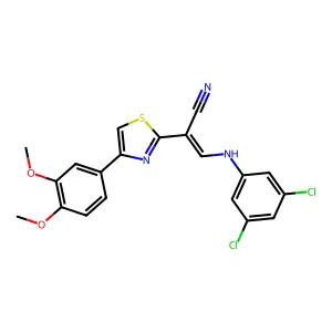(E)-3-((3,5-dichlorophenyl)amino)-2-(4-(3,4-dimethoxyphenyl)thiazol-2-yl)acrylonitrile structure