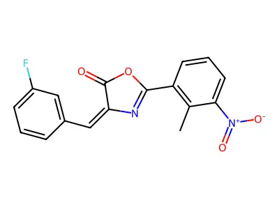 (4E)-4-[(3-Fluorophenyl)methylidene]-2-(2-methyl-3-nitrophenyl)-1,3-oxazol-5(4H)-one structure