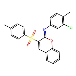 (Z)-3-chloro-4-methyl-N-(3-tosyl-2H-chromen-2-ylidene)aniline structure