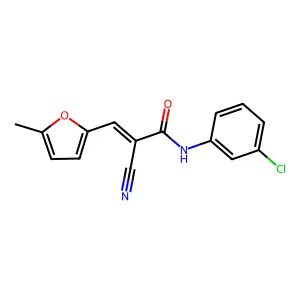 (Z)-N-(3-chlorophenyl)-2-cyano-3-(5-methylfuran-2-yl)acrylamide structure