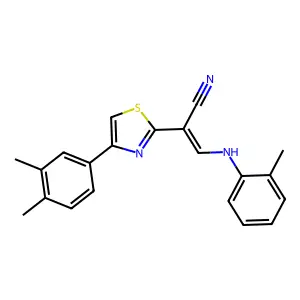 (E)-2-(4-(3,4-dimethylphenyl)thiazol-2-yl)-3-(o-tolylamino)acrylonitrile structure