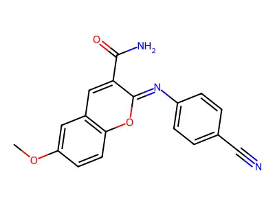 (2Z)-2-[(4-cyanophenyl)imino]-6-methoxy-2H-chromene-3-carboxamide structure