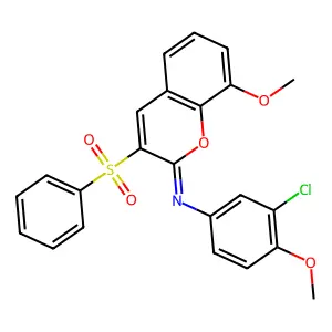 3-(benzenesulfonyl)-N-(3-chloro-4-methoxyphenyl)-8-methoxychromen-2-imine structure