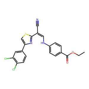 (Z)-ethyl 4-((2-cyano-2-(4-(3,4-dichlorophenyl)thiazol-2-yl)vinyl)amino)benzoate structure