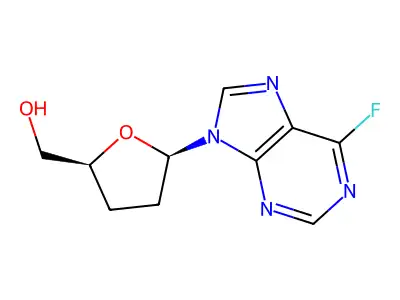 6-Chloro-9-(2,3-dideoxy-beta-D-glyceropentofuranosyl)-9H-purine structure