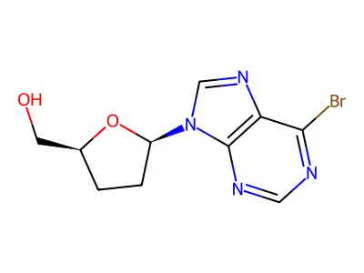 [(2S,5R)-5-(6-bromopurin-9-yl)oxolan-2-yl]methanol structure