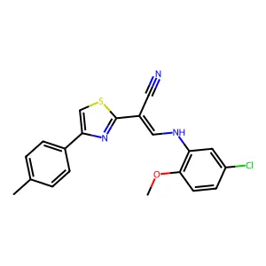 (E)-3-((5-chloro-2-methoxyphenyl)amino)-2-(4-(p-tolyl)thiazol-2-yl)acrylonitrile structure