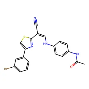 (Z)-N-(4-((2-(4-(3-bromophenyl)thiazol-2-yl)-2-cyanovinyl)amino)phenyl)acetamide structure