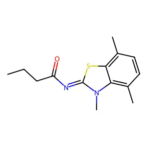 (Z)-N-(3,4,7-trimethylbenzo[d]thiazol-2(3H)-ylidene)butyramide structure