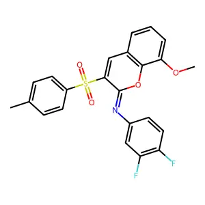 N-(3,4-difluorophenyl)-8-methoxy-3-(4-methylphenyl)sulfonylchromen-2-imine structure