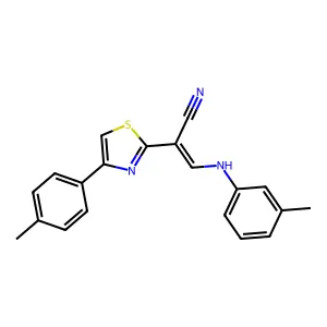 (E)-2-(4-(p-tolyl)thiazol-2-yl)-3-(m-tolylamino)acrylonitrile structure