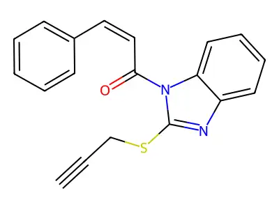 1-cinnamoyl-2-(2-propyn-1-ylthio)-1H-benzimidazole structure