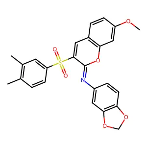N-(1,3-benzodioxol-5-yl)-3-(3,4-dimethylphenyl)sulfonyl-7-methoxychromen-2-imine structure