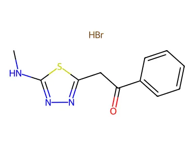 Ethanone, 2-(5-(methylamino)-1,3,4-thiadiazol-2-yl)-1-phenyl-, monohydrobromide structure