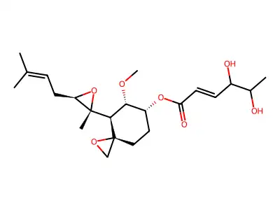 6-(4,5-dihydroxy-2-hexenoyloxy)-5-methoxy-4-(2-methyl-3-(3-methyl-2-butenyl)oxiranyl]-1-oxaspiro[2,5]octane structure