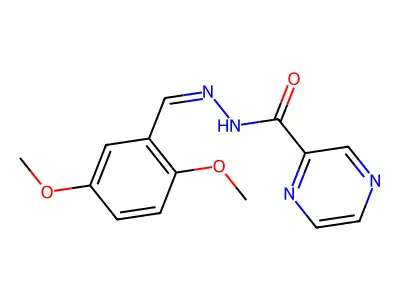 N'-(2,5-dimethoxybenzylidene)-2-pyrazinecarbohydrazide structure