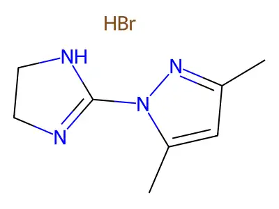 1-(4,5-dihydro-1H-imidazol-2-yl)-3,5-dimethyl-1H-pyrazole hydrobromide structure