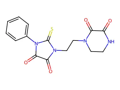 2,3-Piperazinedione, 1-(2-(4,5-dioxo-3-phenyl-2-thioxo-1-imidazolidinyl)ethyl)- structure
