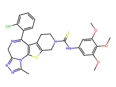 4H-Pyrido(4',3':4,5)thieno(3,2-f)(1,2,4)triazolo(4,3-a)(1,4)diazepine-9(8H)-carbothioamide, 7,10-dihydro-6-(2-chlorophenyl)-1-methyl-N-(3,4,5-trimethoxyphenyl)- structure