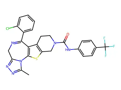 4H-Pyrido(4',3':4,5)thieno(3,2-f)(1,2,4)triazolo(4,3-a)(1,4)diazepine-9(8H)-carboxamide, 7,10-dihydro-6-(2-chlorophenyl)-1-methyl-N-(4-(trifluoromethyl)phenyl)- structure