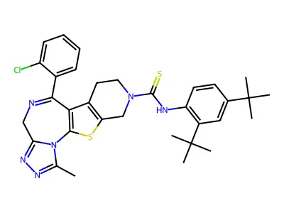 4H-Pyrido(4',3':4,5)thieno(3,2-f)(1,2,4)triazolo(4,3-a)(1,4)diazepine-9(8H)-carbothioamide, 7,10-dihydro-N-(2,4-bis(1,1-dimethylethyl)phenyl)-6-(2-chlorophenyl)-1-methyl- structure
