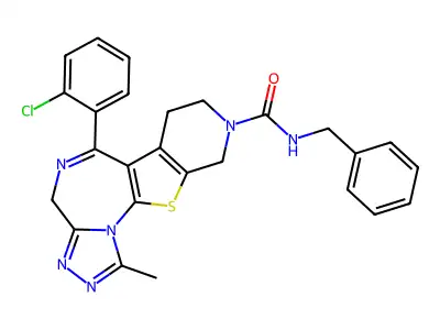 4H-Pyrido(4',3':4,5)thieno(3,2-f)(1,2,4)triazolo(4,3-a)(1,4)diazepine-9(8H)-carboxamide, 7,10-dihydro-6-(2-chlorophenyl)-1-methyl-N-(phenylmethyl)- structure