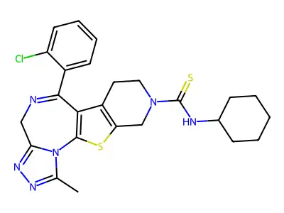 4H-Pyrido(4',3':4,5)thieno(3,2-f)(1,2,4)triazolo(4,3-a)(1,4)diazepine-9(8H)-carbothioamide, 7,10-dihydro-6-(2-chlorophenyl)-N-cyclohexyl-1-methyl- structure